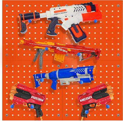 Skywin Peg Board for Nerf Gun Storage Organizer - Hanging 1 Pack, Orange 