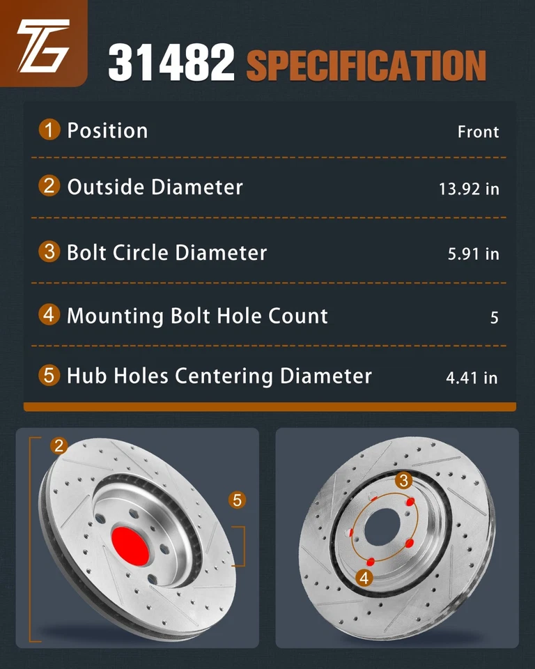 4pc Front & Rear Drilled Brake Rotors for 2016 - 2020 LX570 2008 - 21 Sequoia Foto 4 de 4