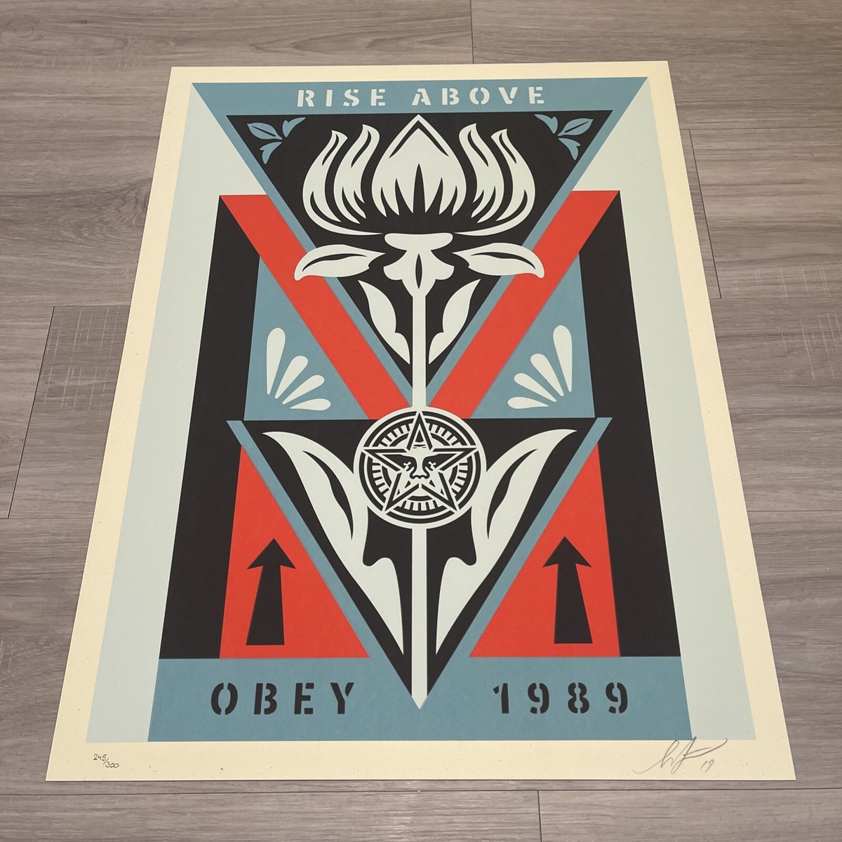 Shepard Fairey Obey RISE ABOVE 1989 Black Signed Numbered Screen