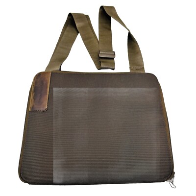 Piquadro Brown Nylon Thin Notebook Briefcase Organizer Portfolio Shoulder Bag