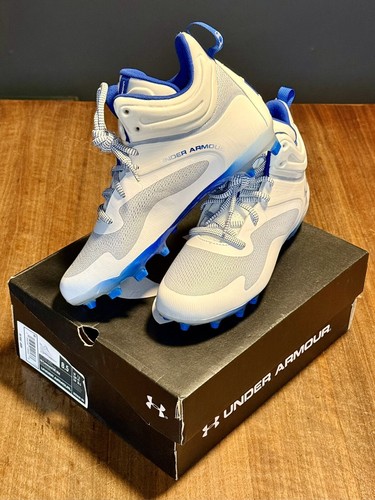 Men's Under Armour Command MC Mid Lacrosse Cleats - White/Blue - Size: 8.5 - Picture 2 of 14