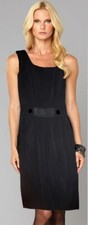 David Meister Black Stretch Jersey Button Front Sheath Dress 10