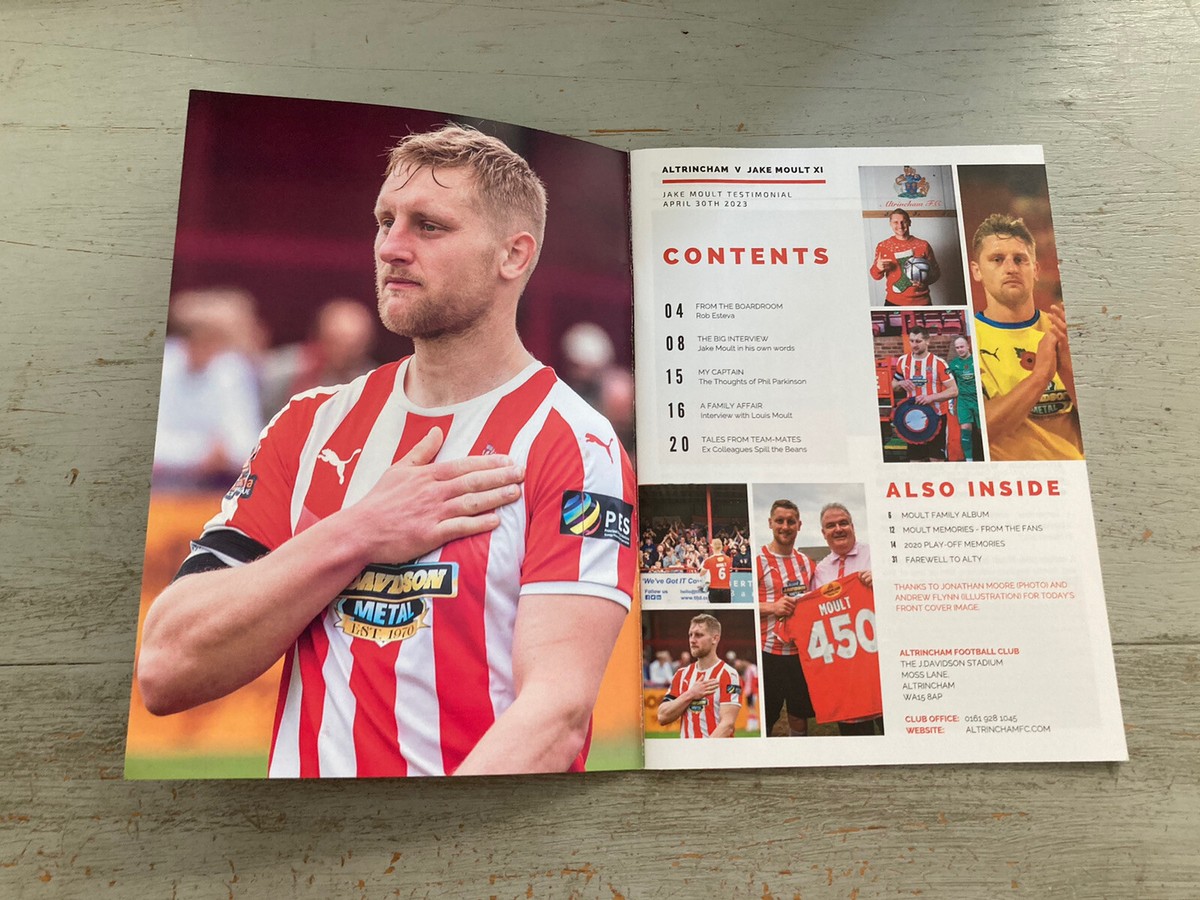 2023 JAKE MOUNT XI V ALTRINCHAM TESTIMONIAL GAME PROGRAMME VGC