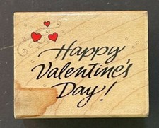 Happy Valentine's Day February Holiday Word Phrase Greeting Wood Rubber Stamp