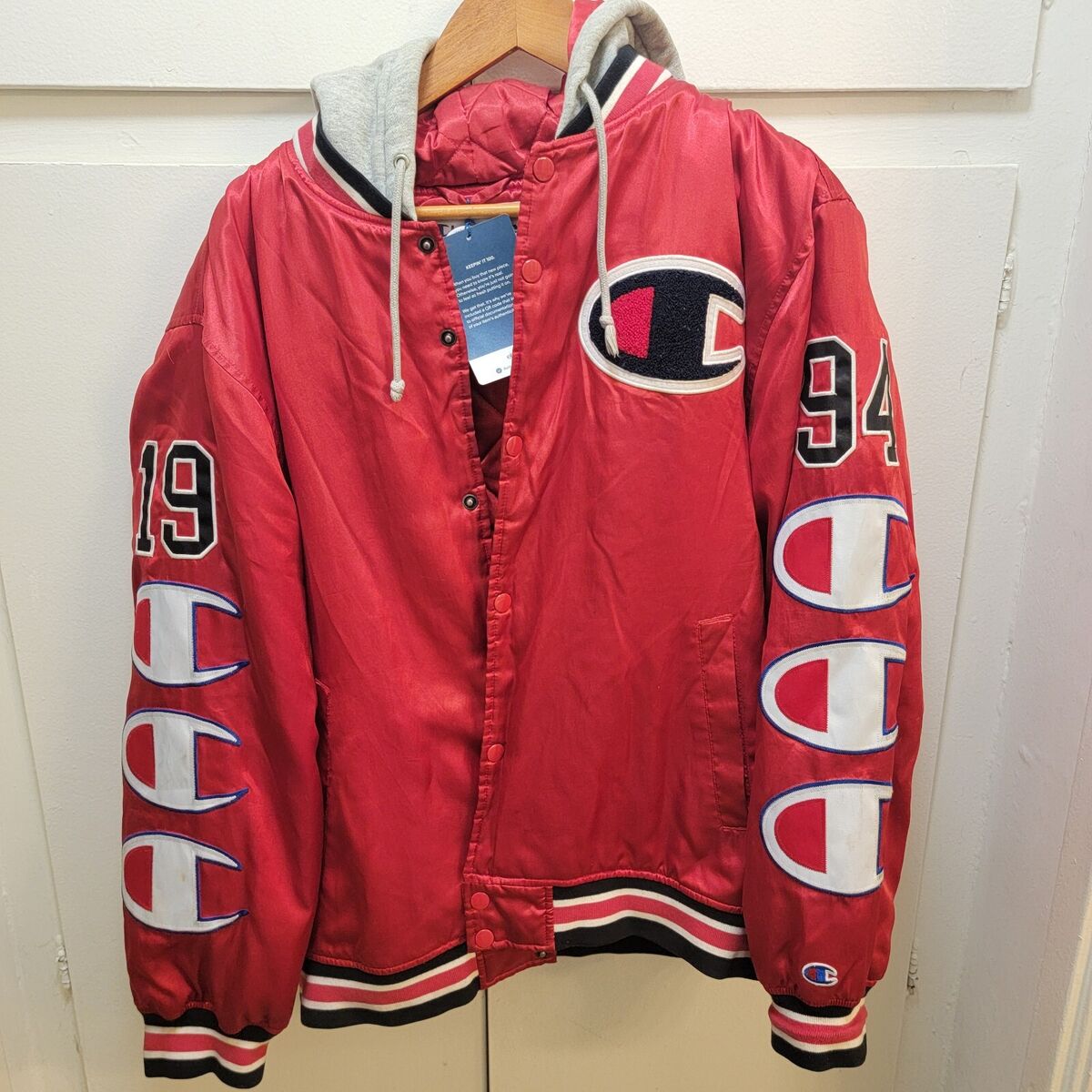 RARE Supreme x Champion RED Satin Varsity Jacket Size Large RARE Supreme x Champion RED Satin Varsity Jacket Size Large