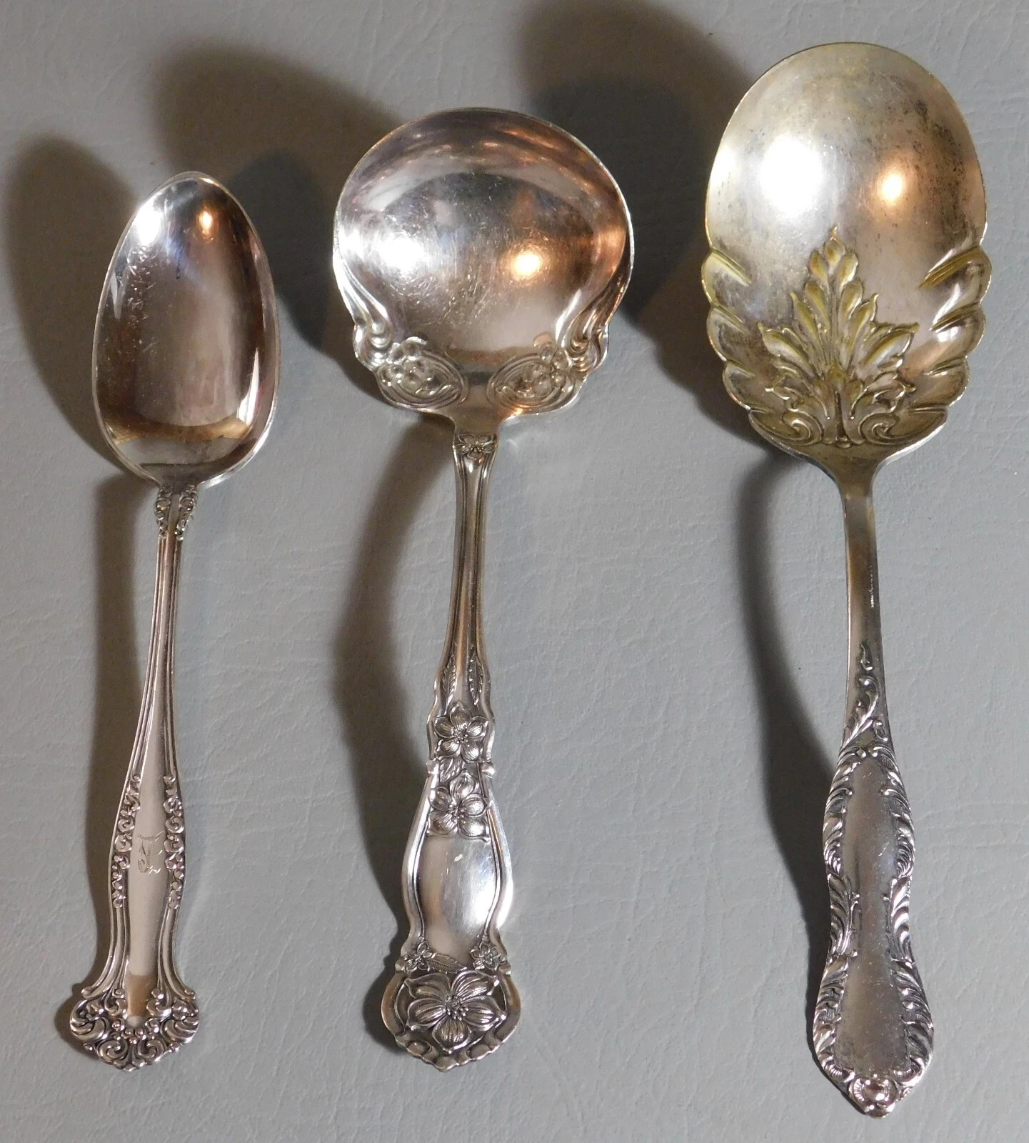 Rogers & Son 1910 Orange Blossom Ladle, US Silver Co Spoon, 1847 Rogers Spoon