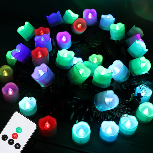 Multi Color Remote Control Tea Lights,Battery Powered Votive Candles