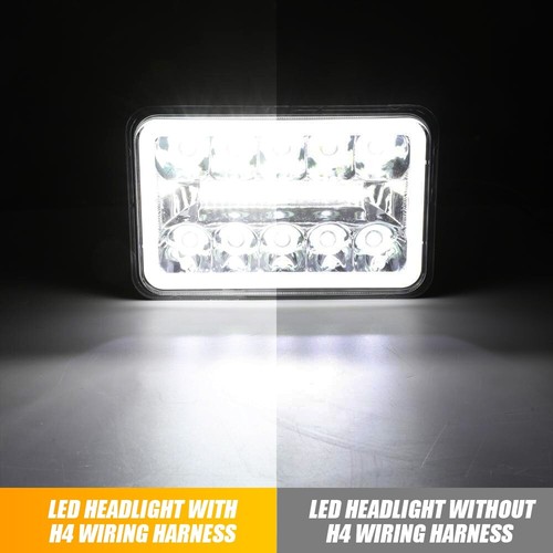 Pair 5x7 7x6 LED Headlights Amber DRL+Wiring For Jeep Wrangler YJ Ford E-250 350 - Picture 12 of 12