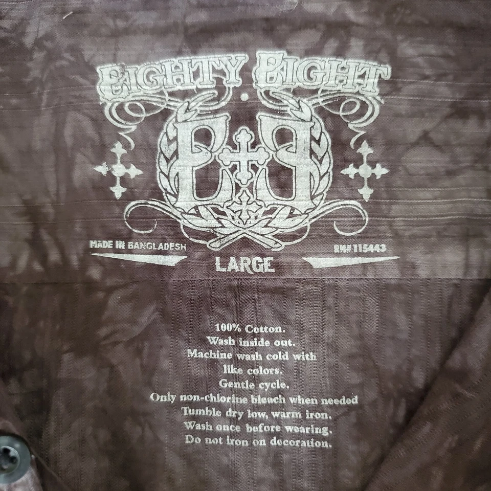 Eighty Eight Y2K Grunge Affliction Style Shirt L Gray Cross Wings Vintage 2000's - Image 3 of 4