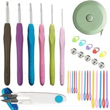 HameiComb Crochet Hook, Ergonomic, 6 Ex-Long Crochet Needles & 27 Crochet Acc.