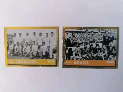 2 Fussballsticker WM2022QATAR THE TIMELINE OF THE WORLD CUP URU 1930 BRAZIL 1958