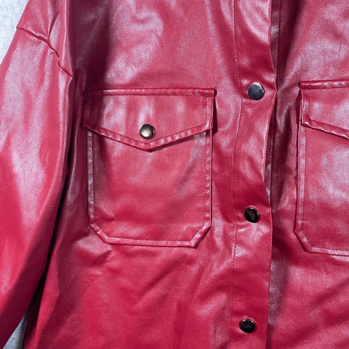 Shein rote Kunstlederjacke Damen Gr. XS zierlicher Knopf Druckknopf gebraucht - Bild 9 von 12