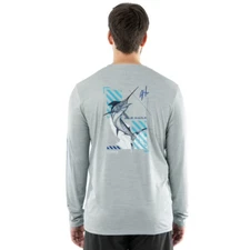 Guy Harvey Performance Men's Shirt XL  Long Sleeve Fishing Gray Marlin Loose