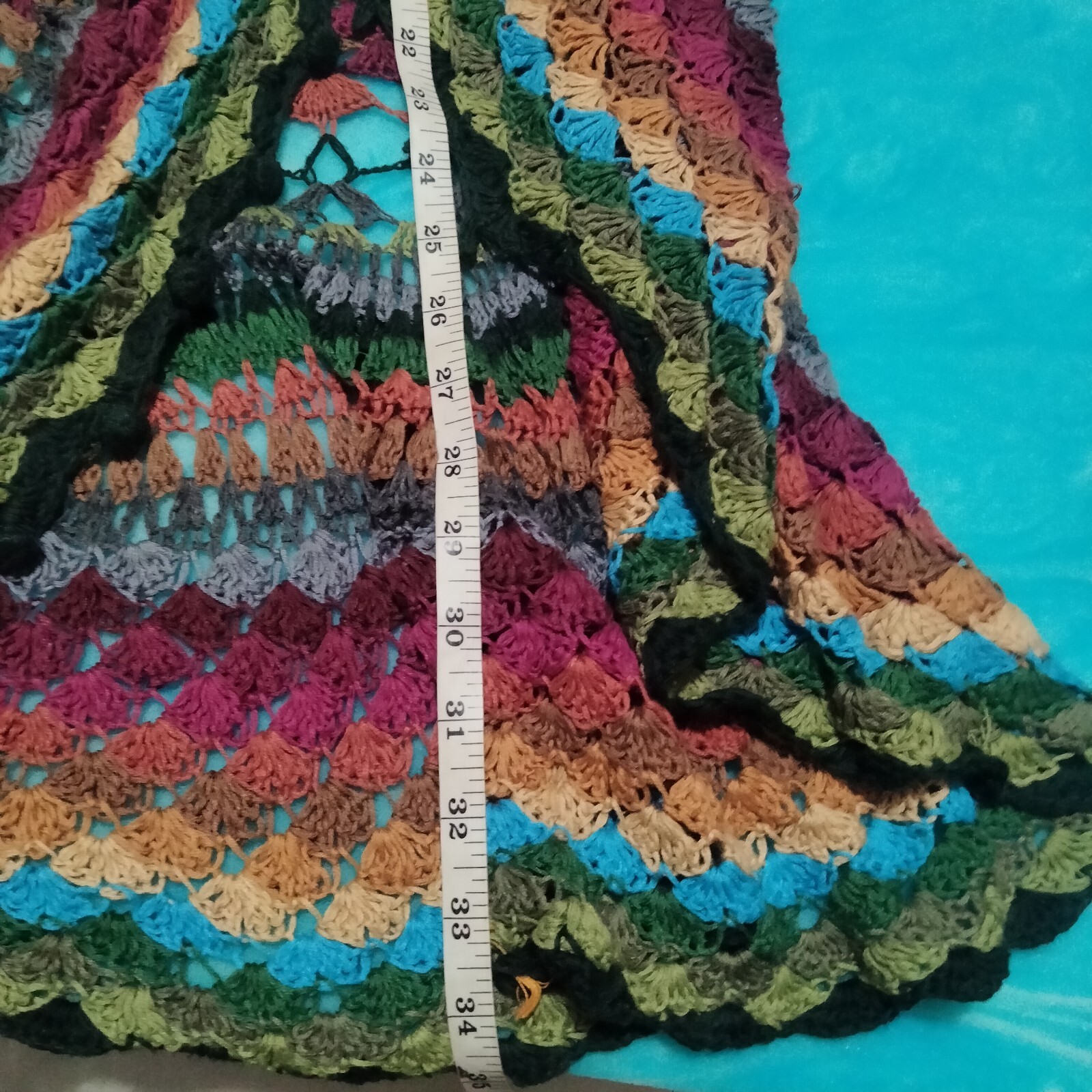 Women's Crochet Colorful Maxi Sweater Small - image 12