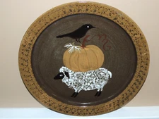 Vintage Stoneware Pottery Plate Liberty Pottery Becky Roscoe Village Reeva EUC