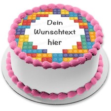 Bausteine Klötze Tortenaufleger Party Deko personalisiert Geburtstag Bild essbar