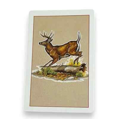 Single Swap Vintage Deer in Woods Playing Card 6 of Spades DBX