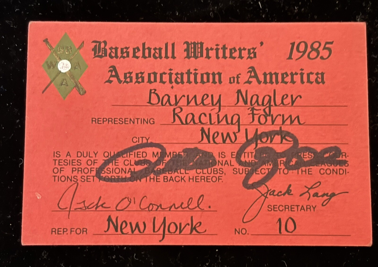1985 Pete Rose Autograph Signed 4192 Hit Ticket/Pass Passes Ty Cobb Reds