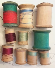 Wooden Spool LOT of 10 Vintage Star Coat's & Clark's Thread Sewing Craft Project