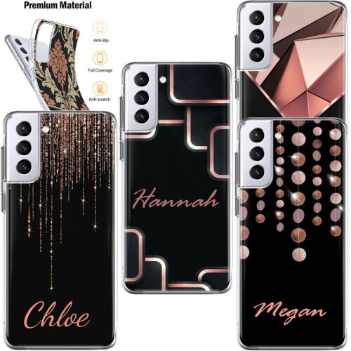 Bling Personalised Name Phone Case For Samsung Galaxy S22 A13 A53 A32 Soft Cover - Picture 1 of 67