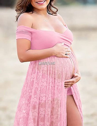 Pregnant Women Dress Float Tail Maternity Lace Gown For Photography Photo Shoot - Picture 13 of 34