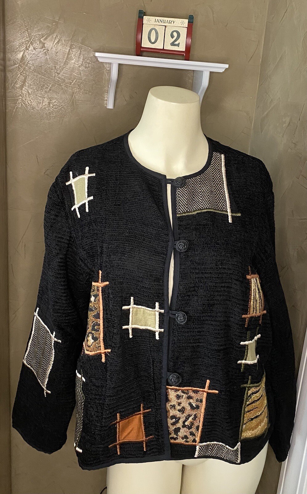 ALLURE CHENILLE PATCHWORK Spring BLAZER/JACKET wo… - image 1