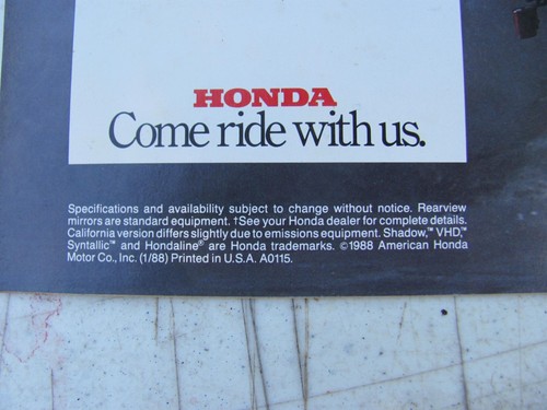 Vintage 1988 Honda Shadow 1100 Sales Promo Flyer Brochure - Picture 3 of 6