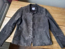 Ladies Chocolate Brown Leather Suede Lined Jacket Coat Size 14 Good Cond Rrp £55