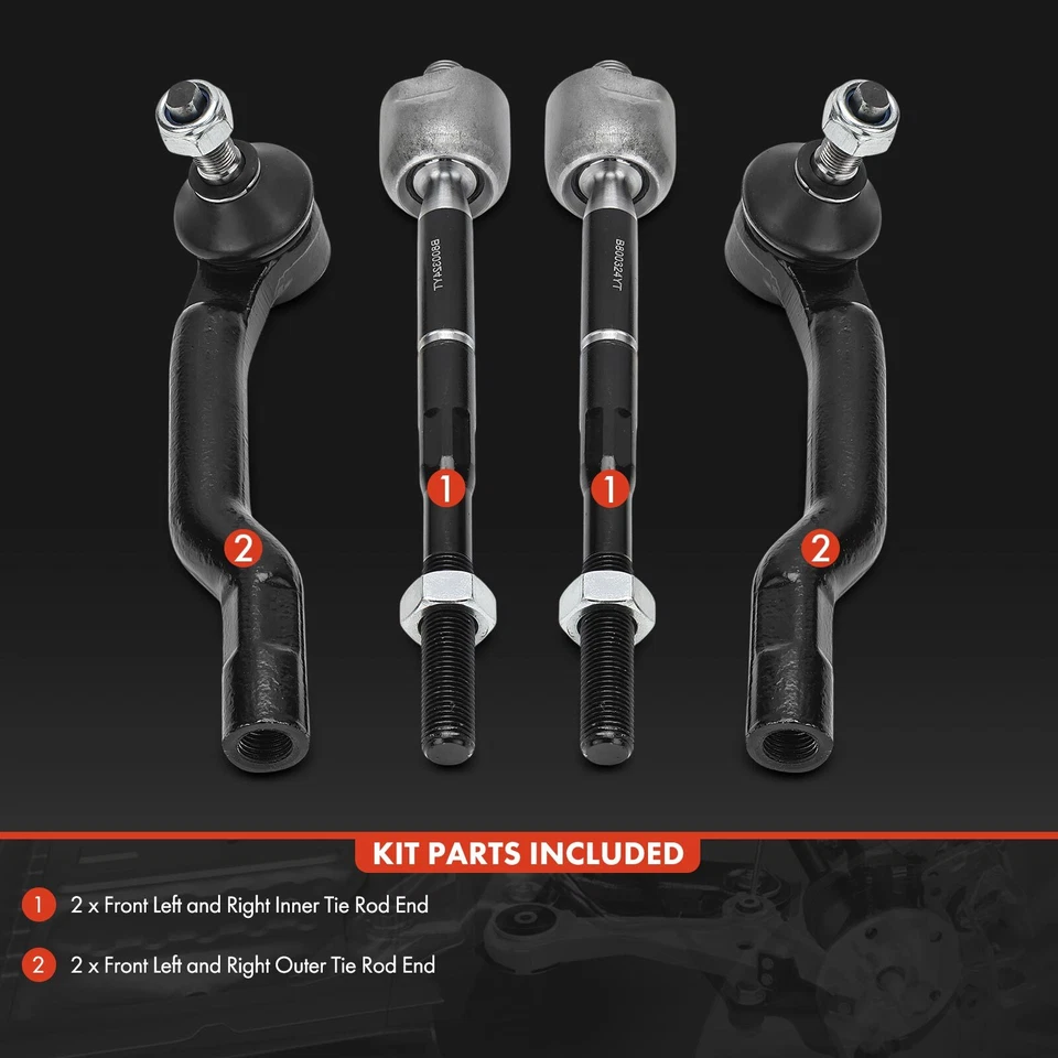 4x Extremo de barra de amarre interior y exterior delantero para Chevrolet Tracker Suzuki Vitara 1999-2004 Foto 3 de 4