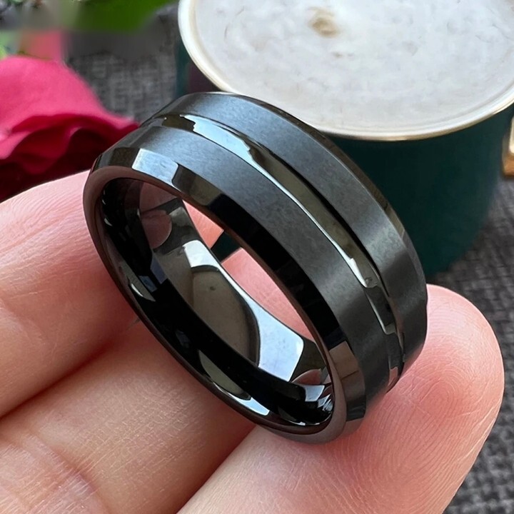 6/8MM Satin Finish Black Color Men Women Tungsten Carbide Ring Band Comfort  Fit