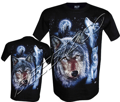 Wolf Pack Wolves Howling Moon Biker Indianer Indianer T-Shirt M - XXL