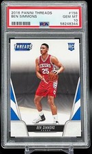 Ben Simmons Rookie 2016-17 Panini Threads PSA 10 Gem Mint 76ers #156