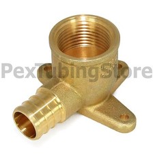 1/2" PEX x 1/2" Female NPT Threaded Drop Ear Elbow - Brass Crimp Fitting