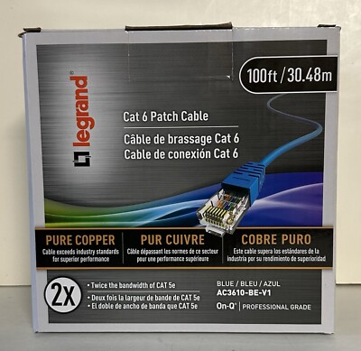 Legrand 100-ft Cat 6 Ethernet Blue Data Cable Coil Indoor 24 AWG