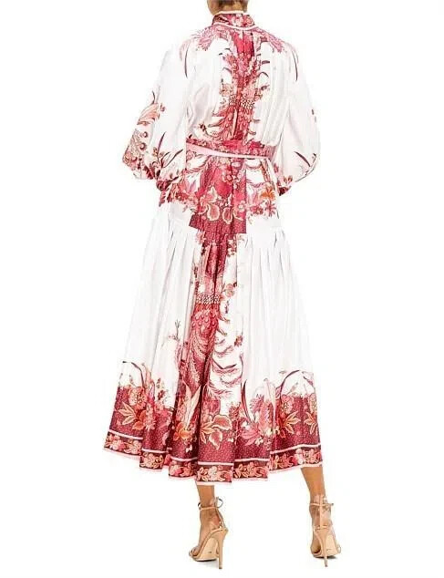 BNWT ZIMMERMANN PINK PHOENIX WAVELENGTH PLACEMENT MIDI DRESS - SIZE 1/6 US image 4