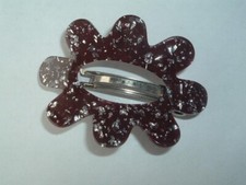 BROWN PLASTIC WITH SILVER CONFETTI HAIR BARRETTE HAIR ACCESSORY
