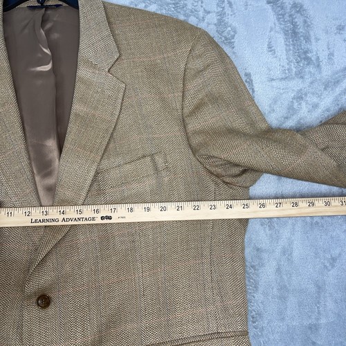 346 Brooks Brothers Silk Linen Wool Tan/camel Blazer Sport Coat 48R Y2K Tweed - Picture 14 of 16