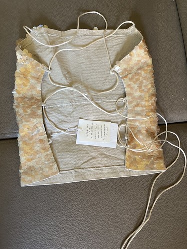 Glamorous Sequin Light Gold Tube Top: Back Tie-Up Detailing! - Picture 2 of 2
