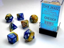 Chessex Gemini Blue-Gold / White 7 Die Set 26422