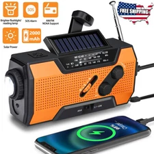 Emergency Solar Hand Crank Weather Radio 2000mAh Power Bank Charger Flash Light