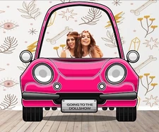 Pink Barbie Car, Vehicle Theme, DIY Photo Booth Props, Non-Personalized