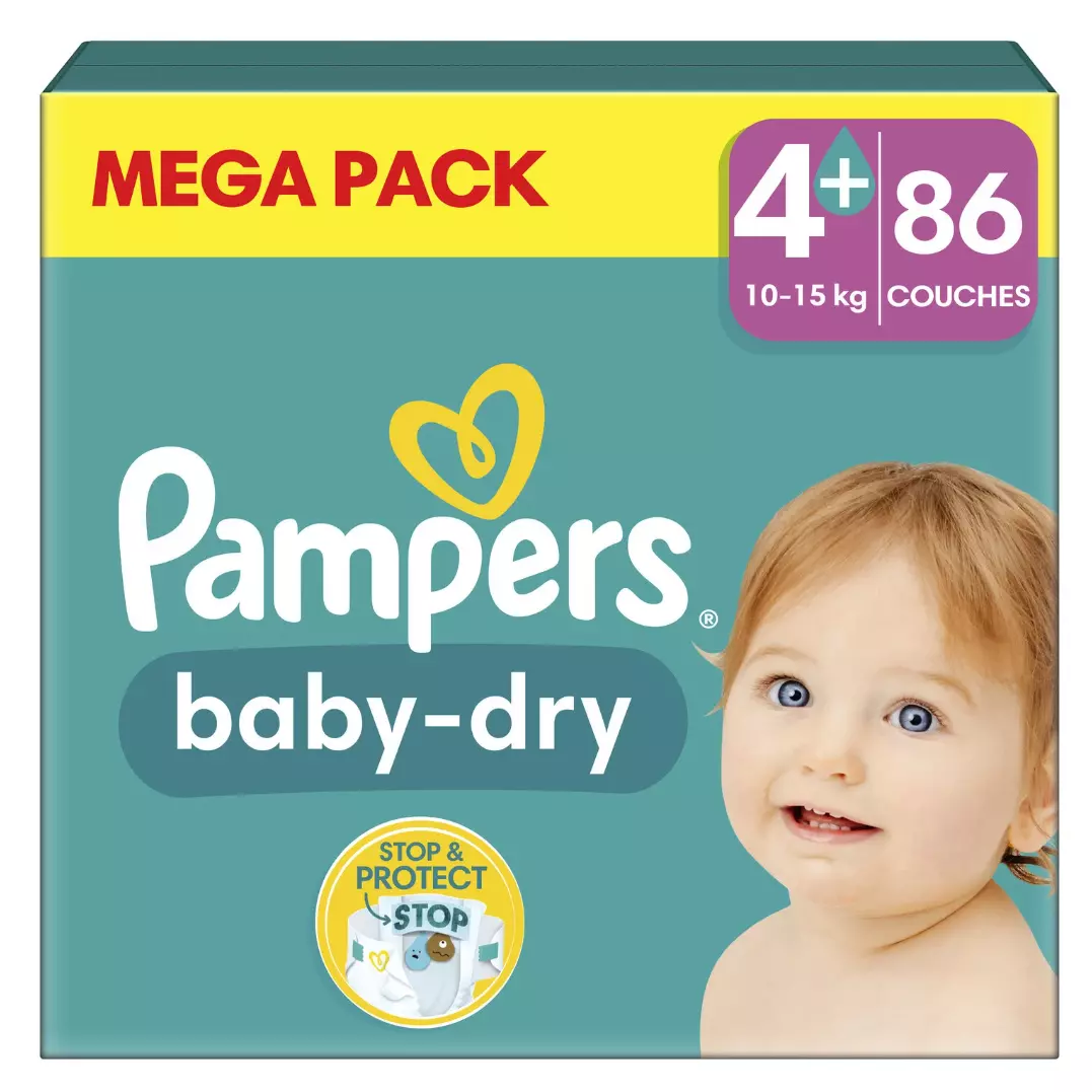 Mega Pack 86 Couches PAMPERS Baby Dry Taille 4 Super 10 15KG