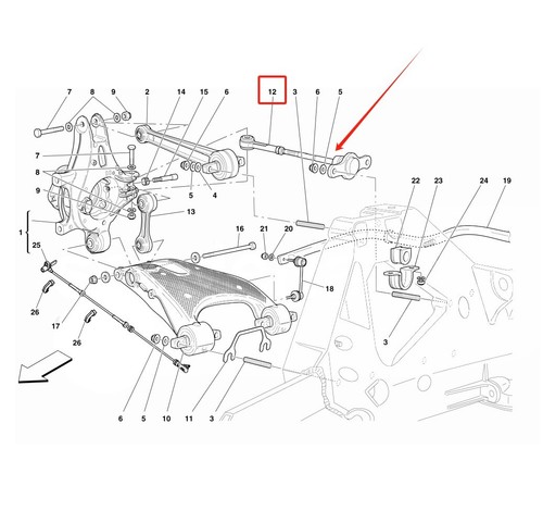 Barra de amarre trasera completa 2 piezas para Ferrari 458,488, FF, F12, F8, California, OEM: 245161 - Imagen 9 de 9