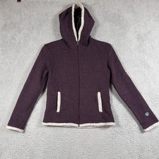Kuhl Jacket Girl Large Purple Full Zip Fleece Hooded Sherpa Lined Outdoor Youth