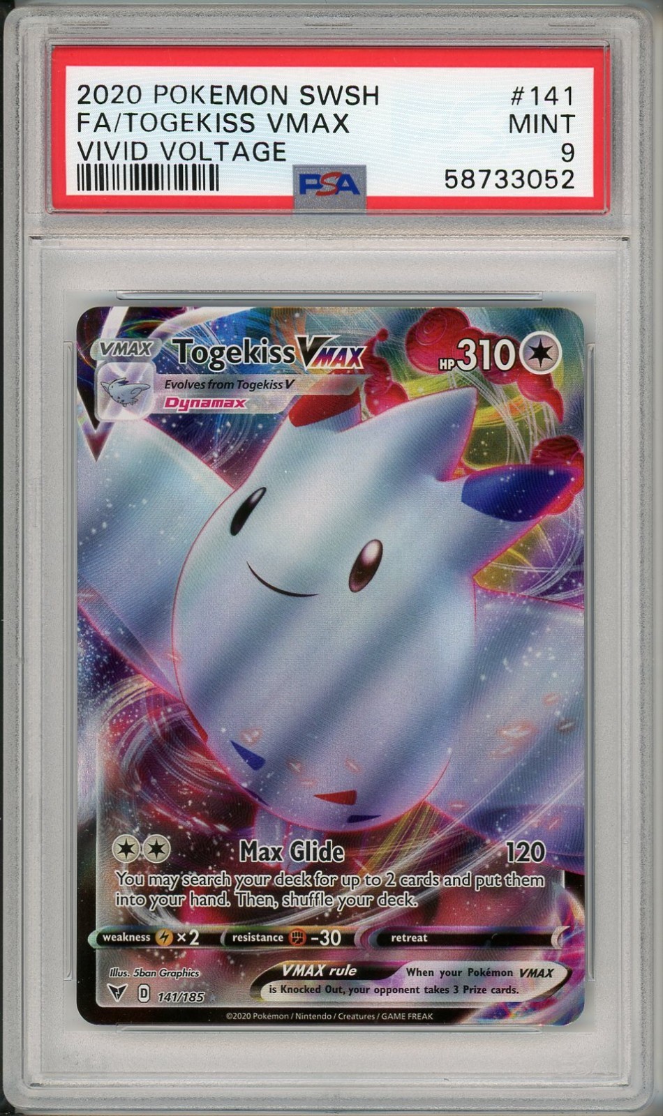 2020 Pokemon SWSH Vivid Voltage Togekiss VMAX Full Art #141 PSA 9