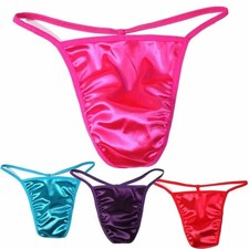 UK Men Sexy Silky Satin Briefs Panties Thong T-back Pouch G-string Underwear