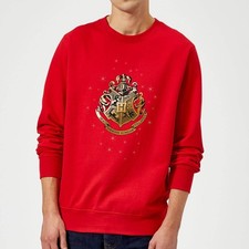 Image of Official Harry Potter Adults Red Hogwarts Gold Crest Sweatshirt