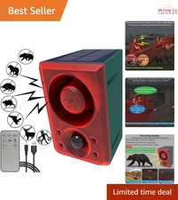 Solar Motion Sensor Alarm Outdoor Dog Bark & Gunshot 130db Light Security