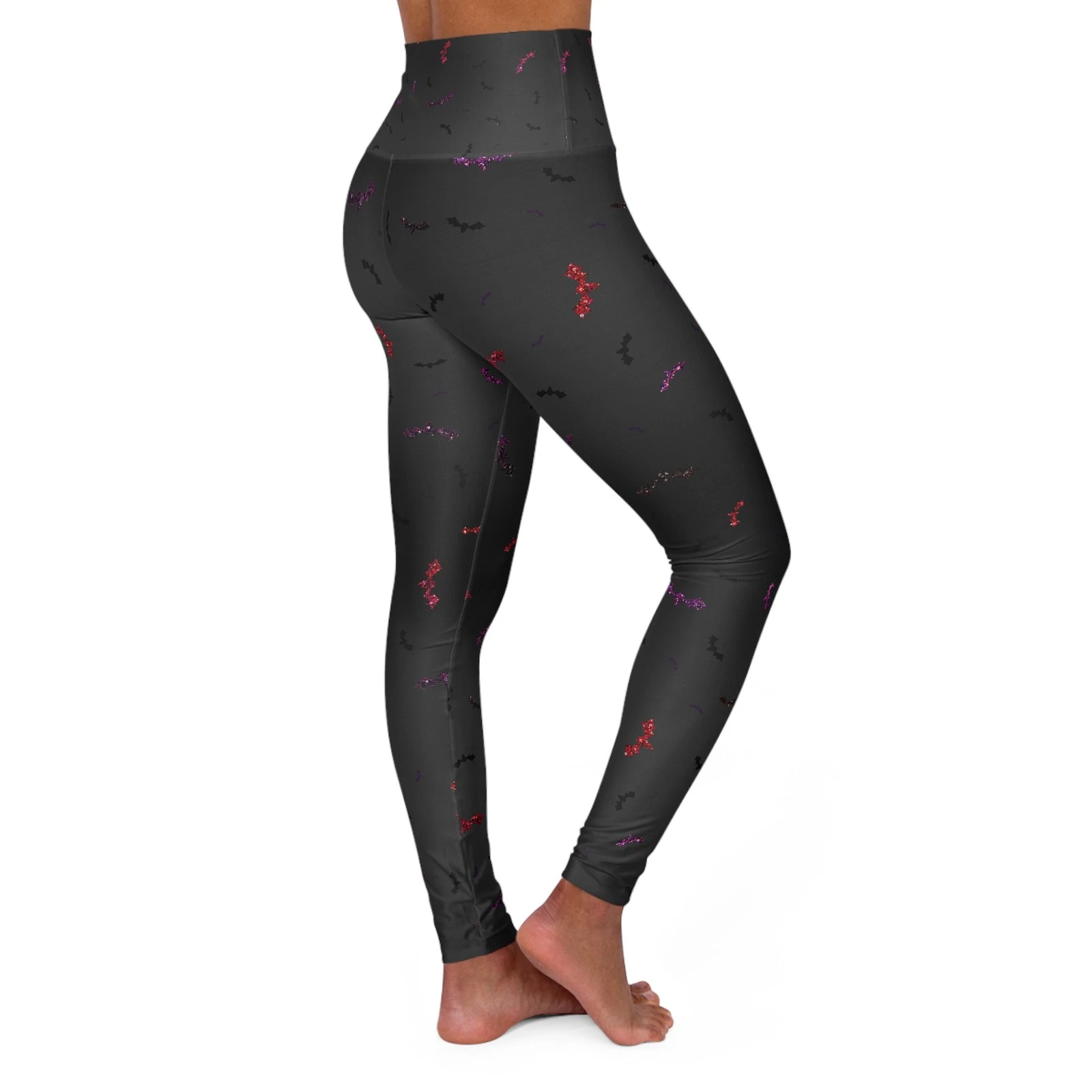 Halloween Black Bat High Waisted Yoga Leggings