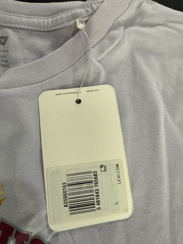Ladies LEVI STRAUSS & CO. Logo Text Short Sleeve Crew Neck T-shirt UK L in Lilac - Picture 4 of 11